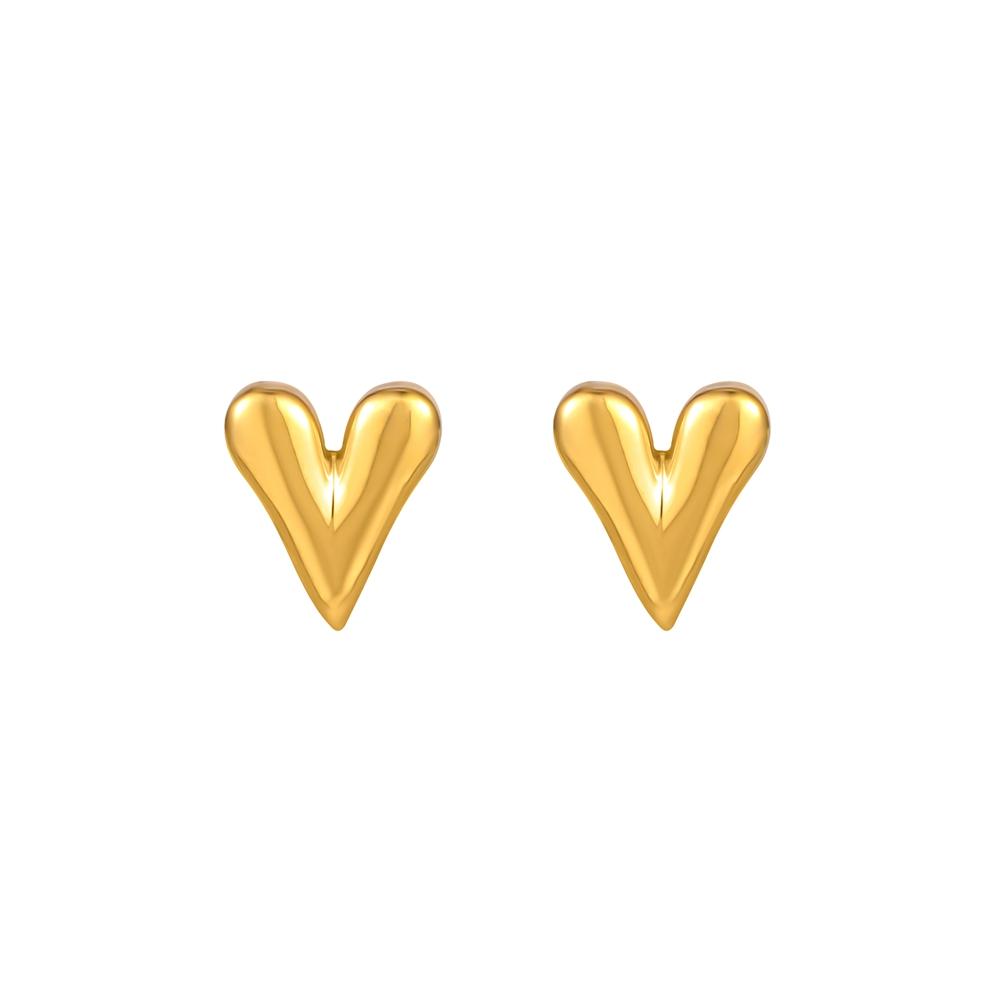 316L Stainless Steel Heart Stud Earrings for Women 18K Gold Color Plated Waterproof Charm Trend Basic Daily Zircon Gift