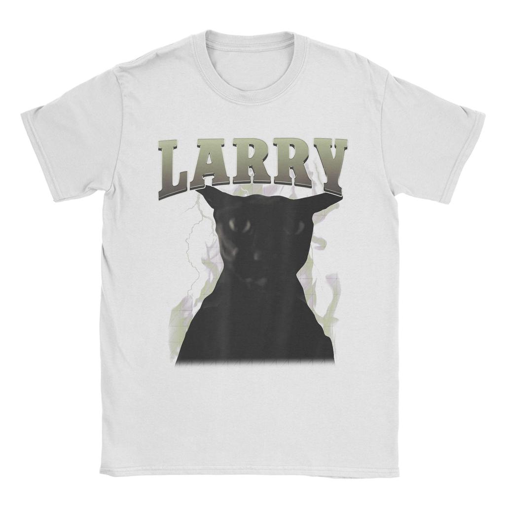 Funny Evil Larry Cat Dank Brainrot Meme Men's T Shirts  Novelty Tees Short Sleeve Round Collar T-Shirts 100% Cotton New Tops