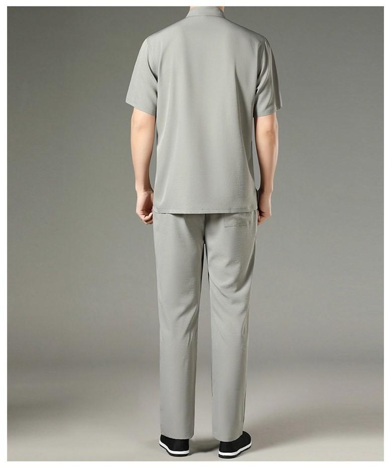 Men's 2022 Summer Short Sleeve Tang Suit: Cotton Linen Two-Piece Set for Middle-Aged and Elderly Casual Wear