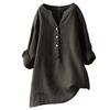 Women's V Neck Long Sleeve Linen Shirt Loose Fit Casual Commuter Blouse for All Occasions