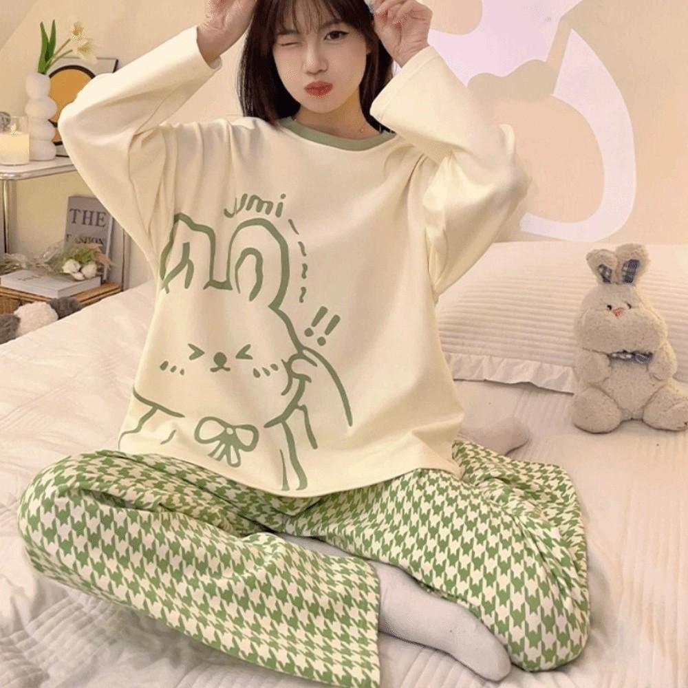 Loose Fit Maternity Pajamas Long-Sleeved Pajama Suit Sweet Homewear Suit  Autumn Season