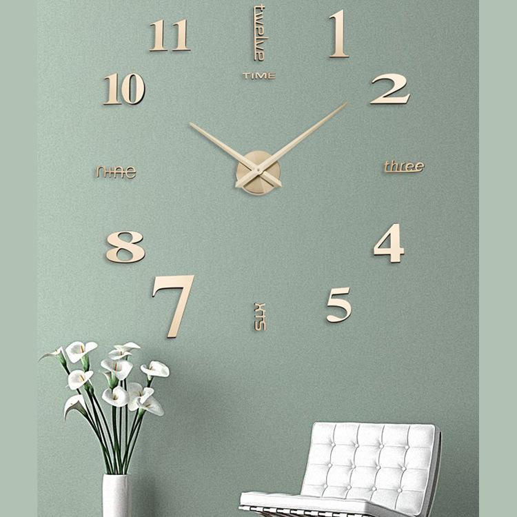 Small Home Living Room Wall Clock, Digital Clock, Acrylic Clock, European-style Wall Sticker Decorative Clock, Creative Home