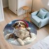 Christmas Dogs pattern round rug,Carpet Rug for Living Room Bedroom Playroom ,Non-slip Floor Mat,Holiday Gifts and Birthday Gifts.