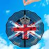UK Flag and Crown Metal Wind Spinner Outdoor Garden Decor Rotating 3D Art for Yard Patio Holidays Patriotic Celebrations No Electricity Needed