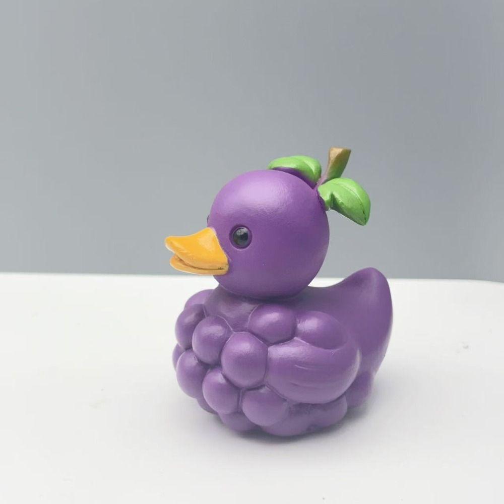 Resin Duck Figurine Cartoon Miniatures Ornament Desktop Decoration Fruit Duck Statue  Model Toy