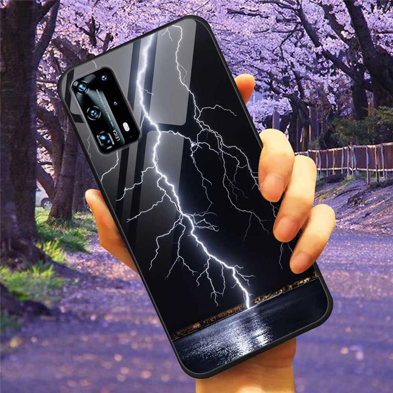 For Huawei P40 Lite / P40Pro Case P 40 Tempered Glass Starry Marble Hard Back Cover for Huawei P40 Pro / P40Lite E Cases Coque