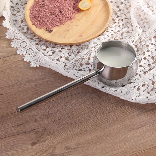 IMEEA Milk Pan, Saucepan, SUS304 Stainless Steel, Induction Compatible, 300cc, Long Handle, Saucepan, Mini Milk Pan, Small Pot, Baby Food, Silver
