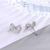 Sweet Exquisite Diamond Butterfly Knot 925 Sterling Silver Jewelry Compact and Versatile Stud Earrings 3828
