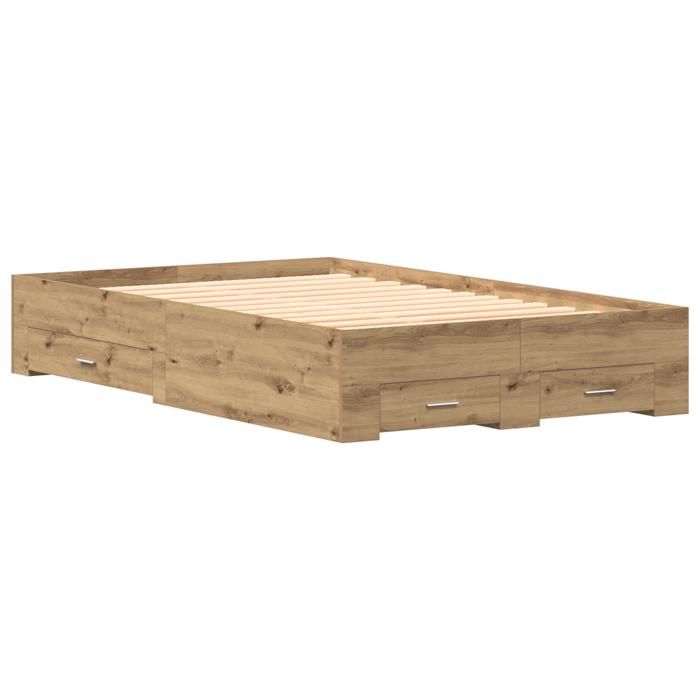 Cadre de lit vidaXL avec tiroirs Chêne Artisan 120x190 cm Bois reconstitué 3333979