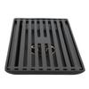 Black Floor Drain with Removable Cover Stainless Steel Bathroom Kitchen Accessory 10x20cm