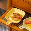 Cream Wind Ceramic Plate Household Oven Baking Plate Simple Ceramic Plate With Handle Western Food Plate Cheese Plate Baked Rice Plate