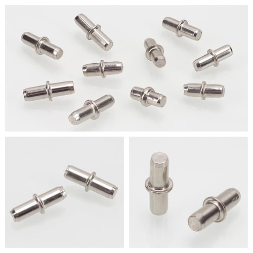 40-Piece Silver Dowel Set, 5mm Threaded Shelf Support Pins for Securing Shelves, Bookshelves, Cabinets, Wardrobes, and Other Furniture.