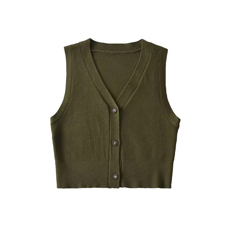 Fashion Style New Autumn Fashion Women's Wear Easiest for Match Preppy Style Single-Breasted V-neck Knitted Vest Sleeveless Vest