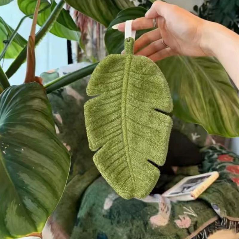 Palm Tree Leaves Hand Towel Banana Leaves Soft Leaf Kitchen Towel Handkerchief Kitchen Wash Hand Cloth Bathroom Accessories