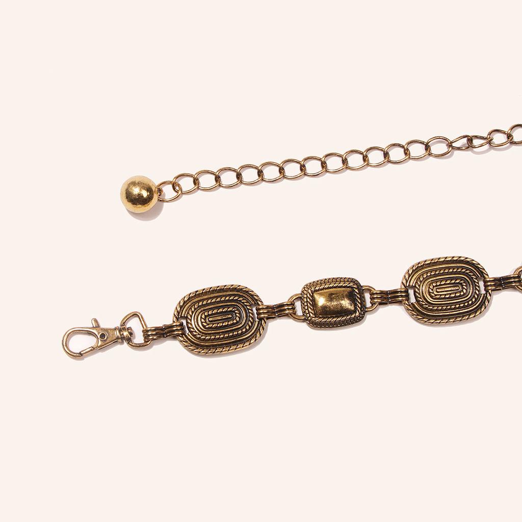 Spring High-end Sense of Ethnic Style Xiaoxiang Carved Fashionable Metal Pants Chain Women's Single Loop Belt Waist Chain