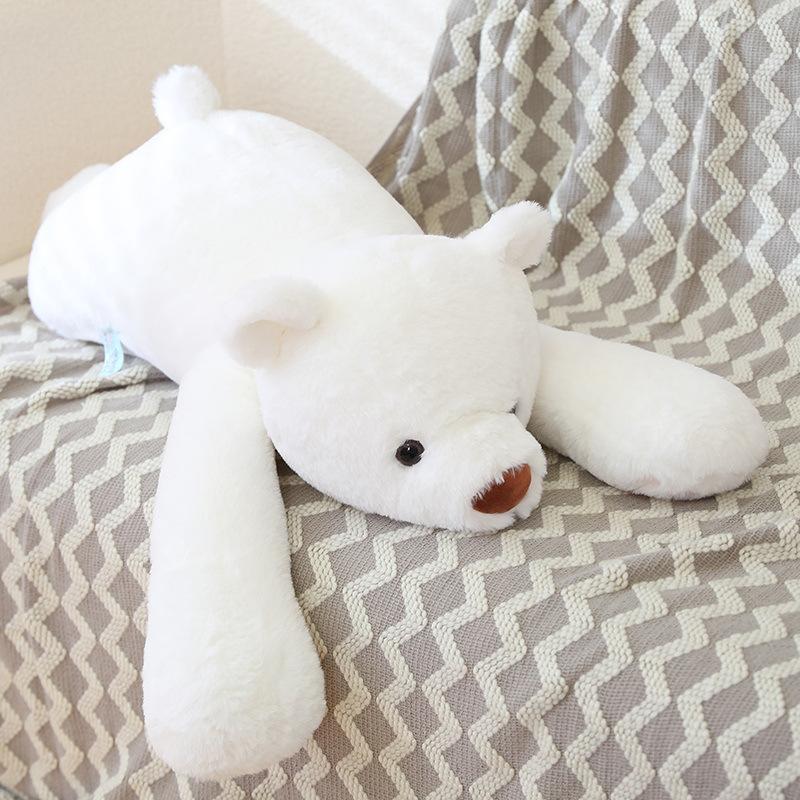

Cute lying down bear doll plush toy polar bear doll home throw pillow child sleeping soothing doll 60cm（0.65kg） белый