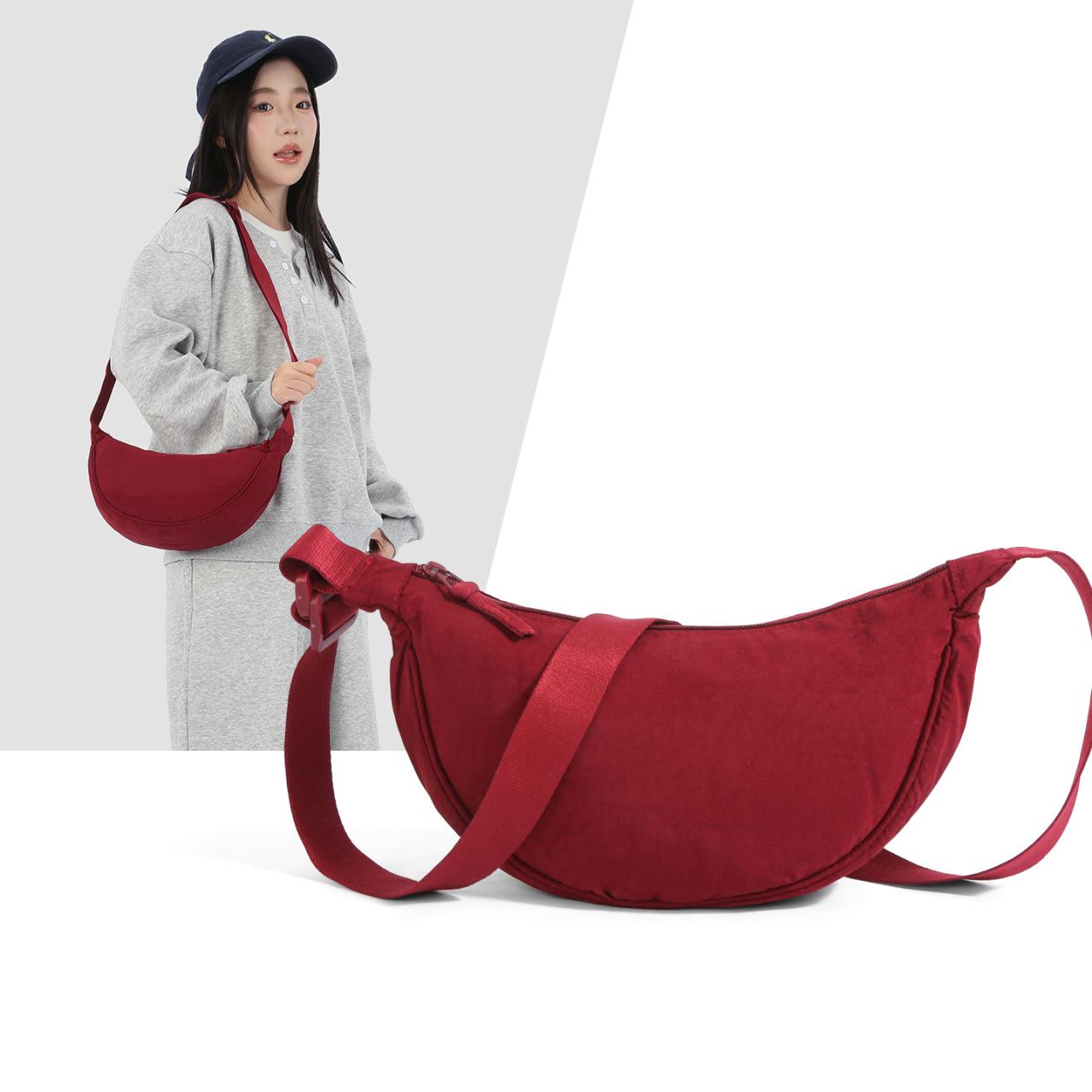 2026 New Women s Japanese Style Canvas Dumpling Crossbody & Shoulder Bag вино красного