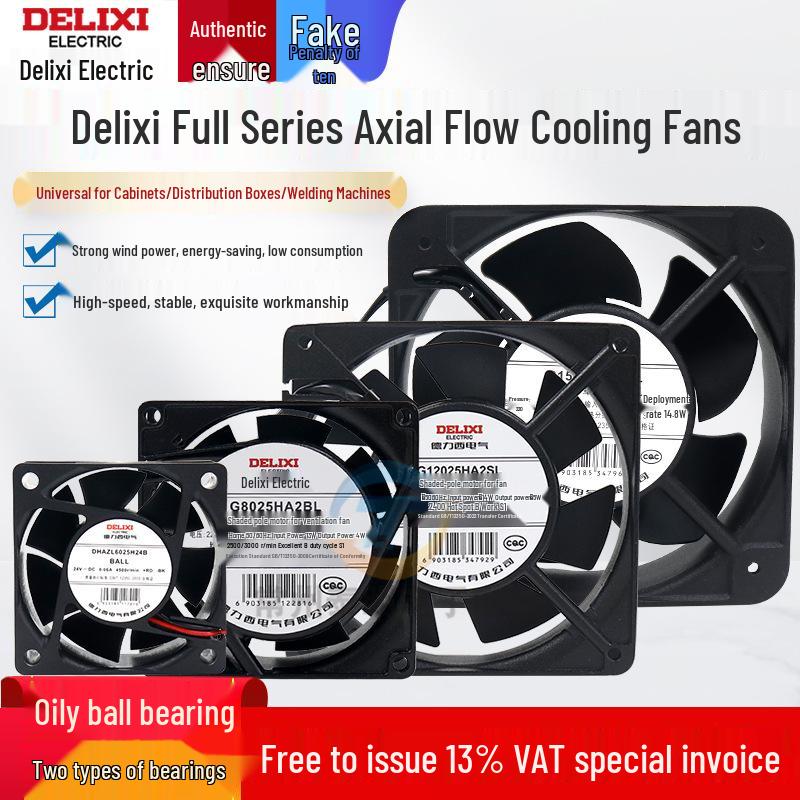 Delixi Axiallüfter 220V für Industrieschränke und Schweißmaschinen, 24V DC Kühlventilator.