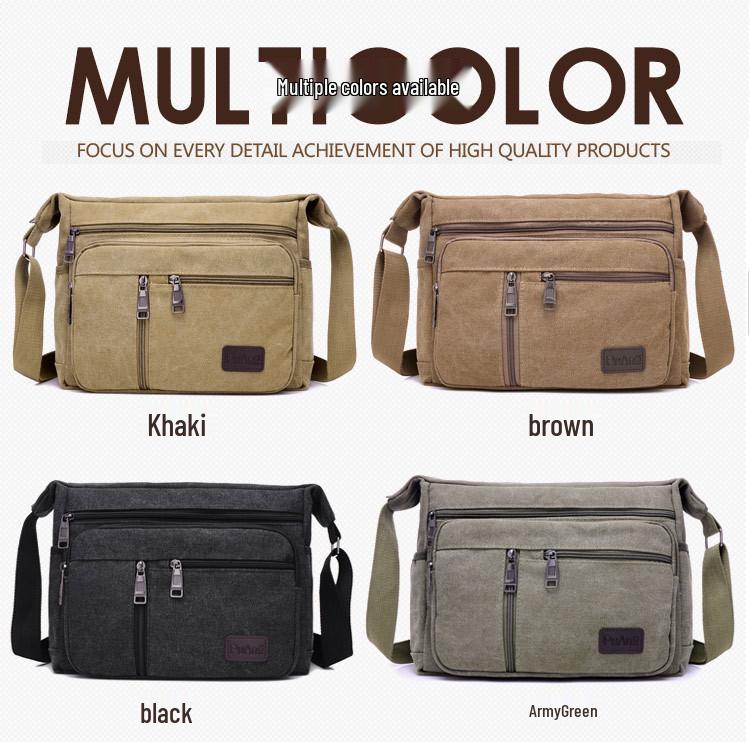 Men's Multi-Layer Canvas Crossbody Bag - Large Capacity, Casual & Versatile