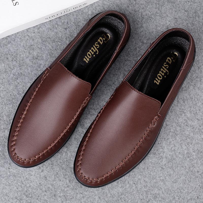 Spring Autumn Mens Casual Loafers Men Loafer Shoes Cow Leather Mocasines Hombre Black Slip-On Italian Men'S Shoes Flat Driving