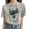 Funny Cat T Shirt Women Comic Tee Girl Funny Clothing