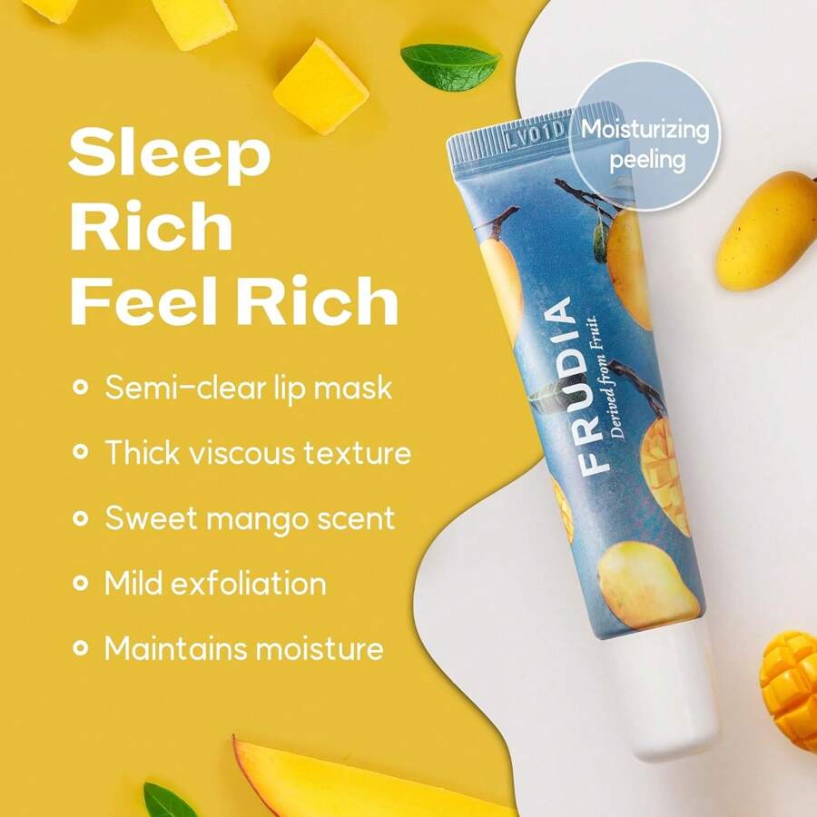 FRUDIA WELCOS FRUDIA Mască de Buze Mango Miere 10g - Balsam Hidratant Colorat Pentru Femei | Mască Plumping de Noapte Pentru Buze Uscate