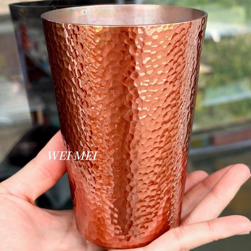 Pure Copper Vintage Coffee Mug,Outdoor Camping 500 ml Cold Drink Beer Cup,Smooth Engraving Hammer Texture Home Tea Cup Drinkware