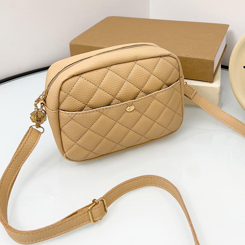 Diamantová čtvercová taška se vzorem liči, taška na mobilní telefon, dívčí taška přes rameno crossbody v korejském stylu