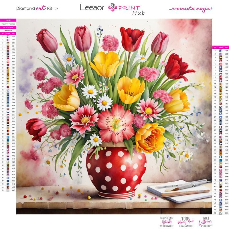 Art Vase Bouquet Diamond Painting  Full Round Diamond Mosaic Landscape Colorful Cross Stitch Kits Room Home Decor Gifts
