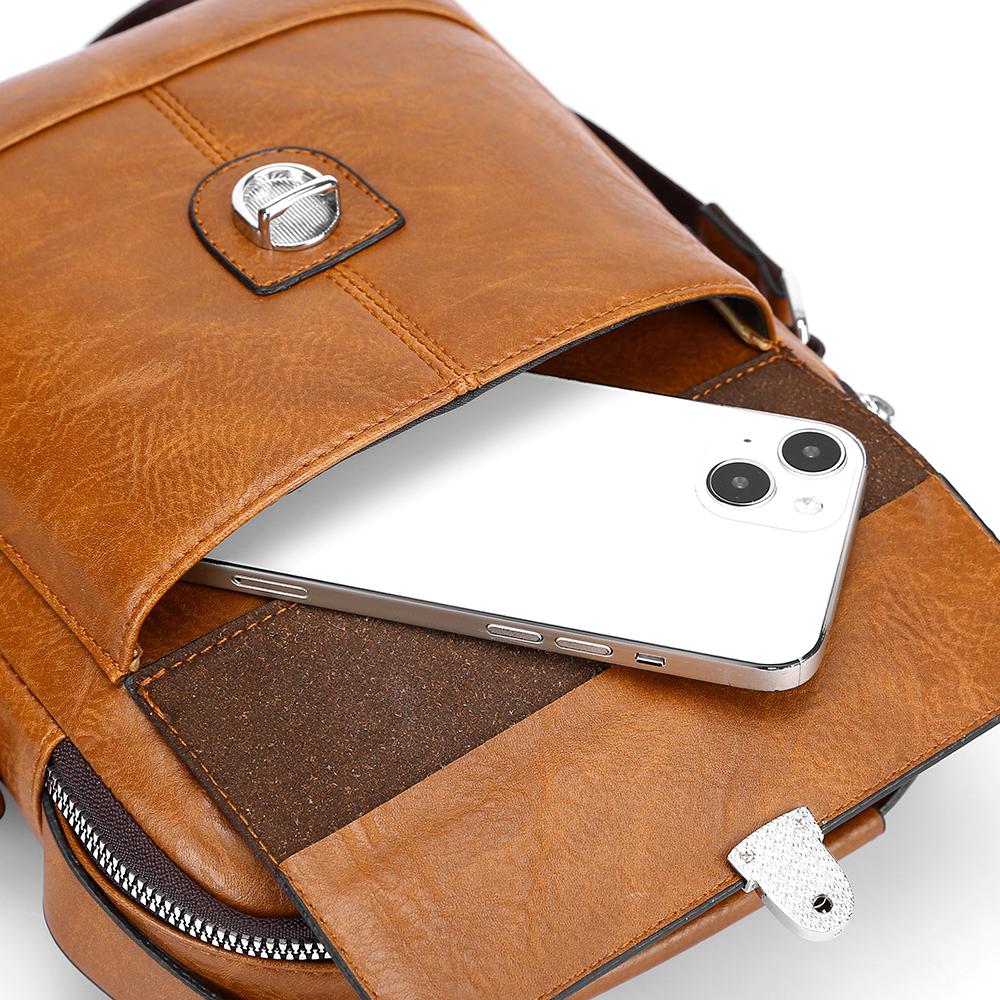 WEIXIER Men's Leather Crossbody Shoulder Bag Classic Messenger Bag Waterproof Briefcase Satchel Travel Bag