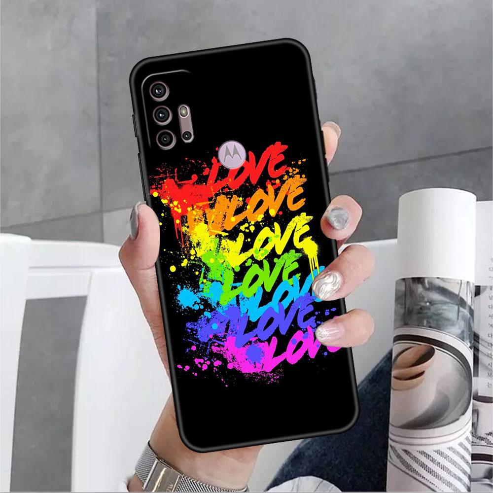 Hülle für Motorola G30 G60 G9 Play One Fusion Plus Edge 20 G8 Power Lite G22 G50 G200 G51 G71 G31 Handyhülle LGBT Schwule Liebe Funda