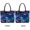  Purple Lotus Printed Tote Bag Casual Large Capacity Women Daily Shoulder Handbag