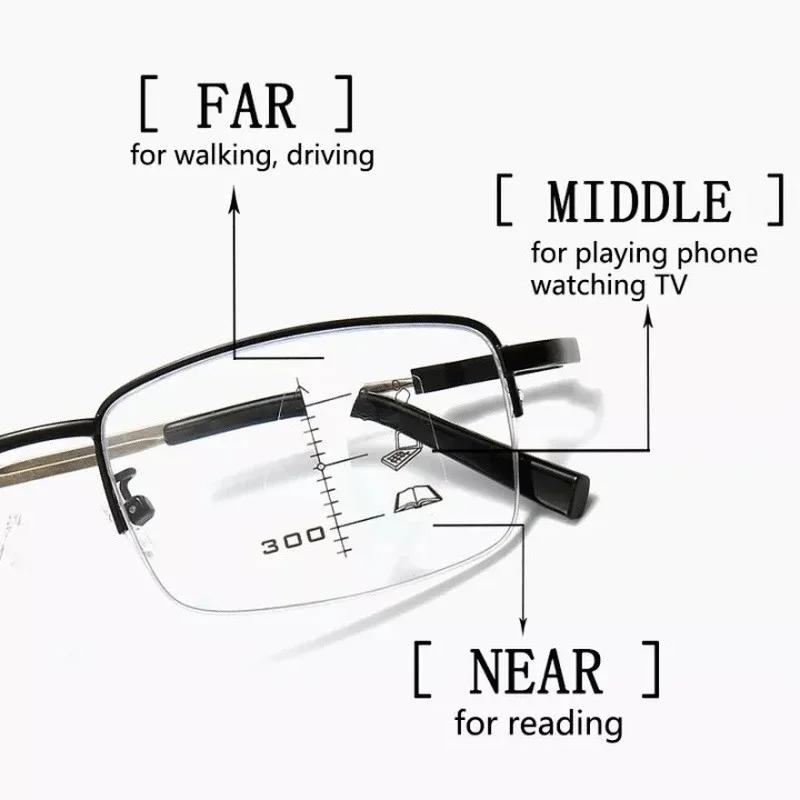 Photochromic Multifocal Reading Glasses Memory Titanium Frame Anti Blue Light Eyeglasses for Woman Man Multifocales Progresivos