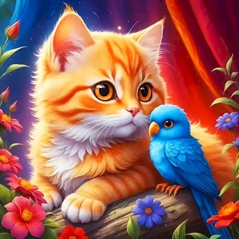 GATYZTORY DIY Cat Diamond Embroidery Animal Pattern For Adults Beginners Mosaic Flower Diamond Painting Holiday Gifts
