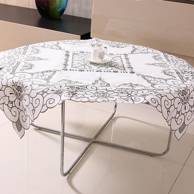Countryside Tablecloth Slub Yarn Flower Print Hollow European Style Cover Washable Table Cloth For Tea Table