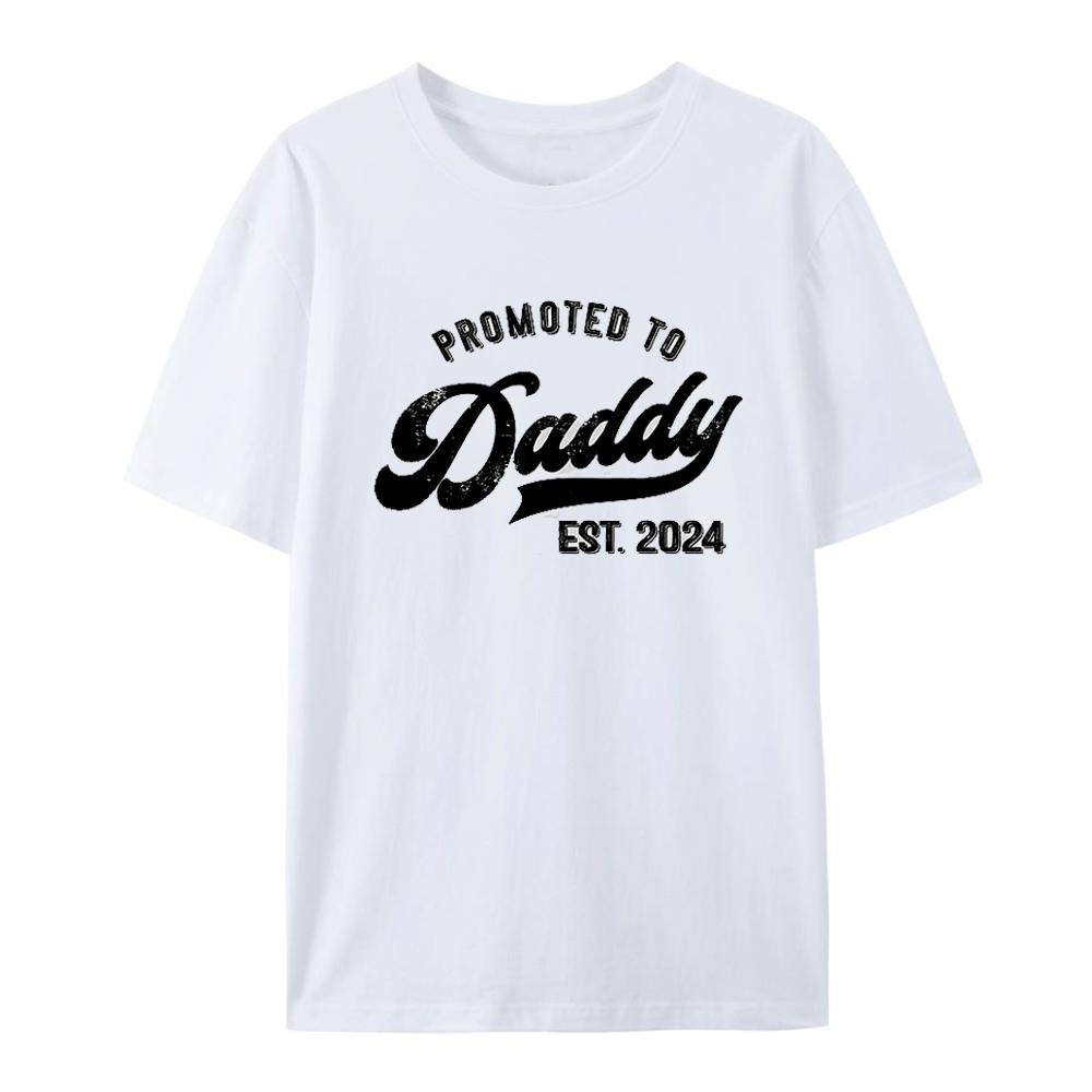 Promoted To Daddy T-Shirt Funny Humor New Dad First Time Men's Graphic Y2k T-Shirt Hip Hop Cotton Tops Tees