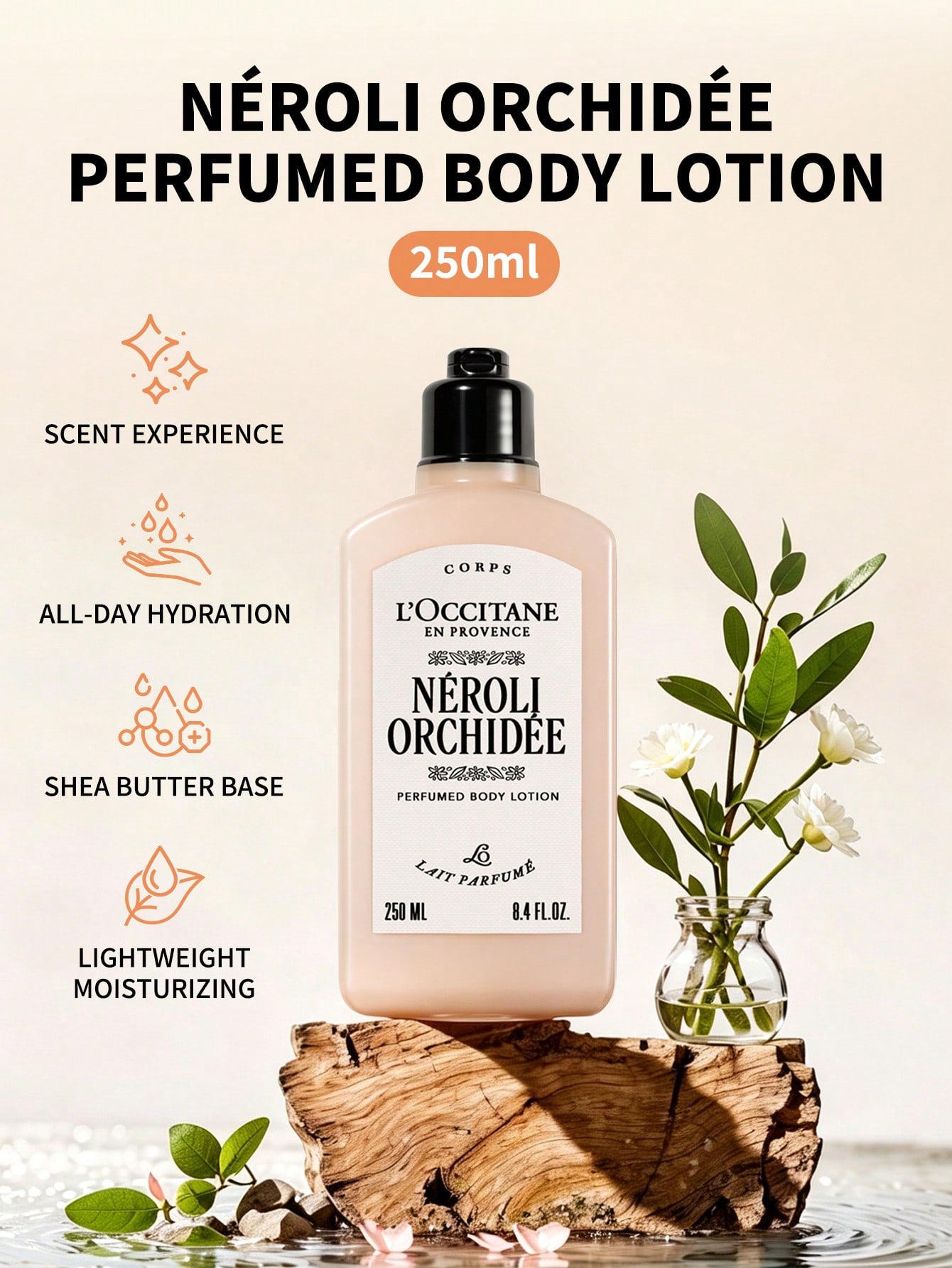 L Occitane Cherry Blossom Fragrance Body Lotion 250ml / 8.4 Fl Oz NÉROLI & ORCHIDÉE