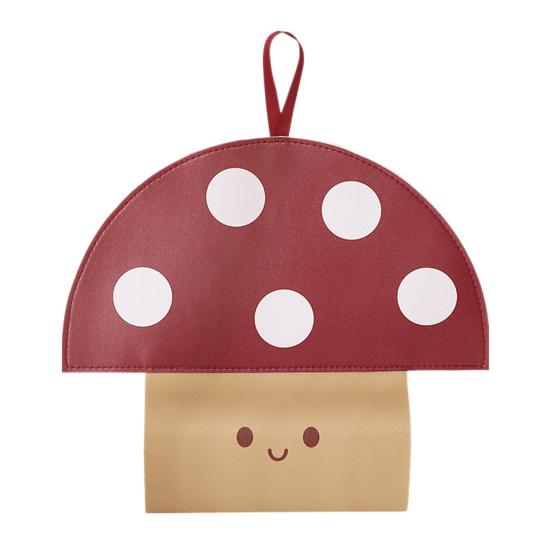 Tissue Box Waterproof Wear-Resistant PU Wall-Mounted Mushroom-Shaped Tissue Paper Bag Easy Installation for Kitchen Car Bathroom Storage Bag