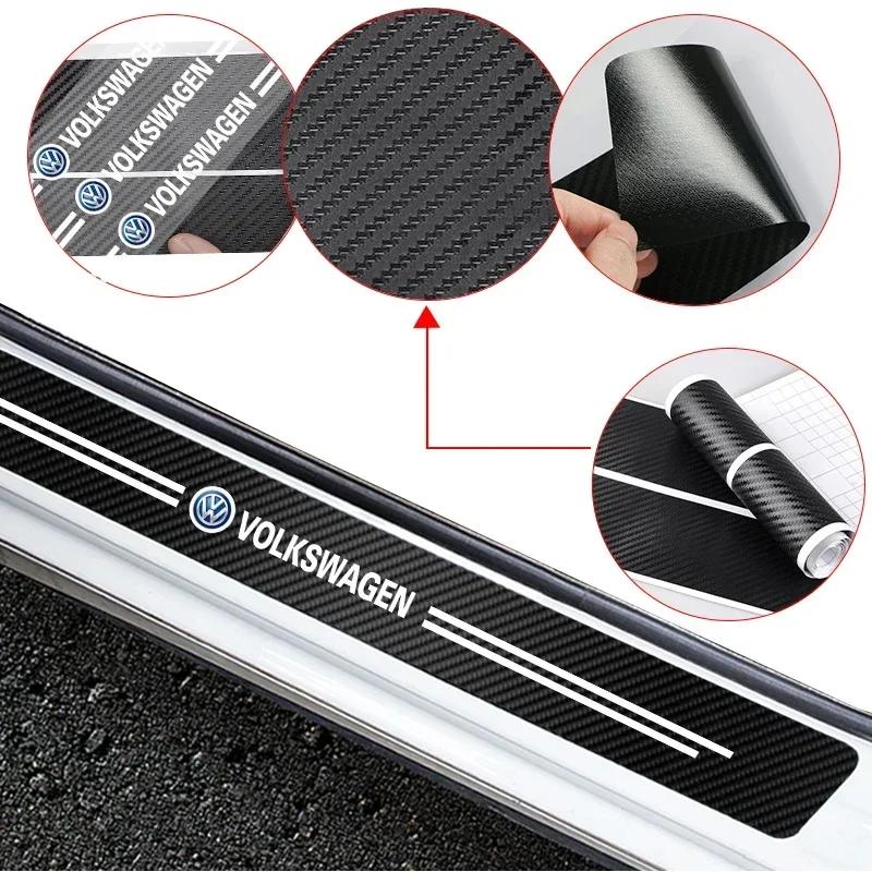 Opq1 5Pcs Car Logo Door Sill Threshold Anti-scratch Protector Stickers For VW R-Line GTI Golf 6 7 Polo CC Passat B6 Tiguan Bora Jetta
