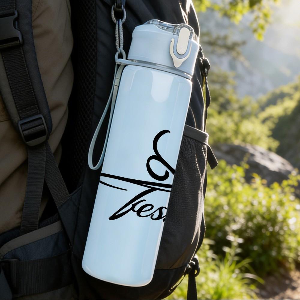 1PC Blessed Cursive Script Art 750ml Color Plastic Sports Water Bottle Leakproof Flip Straw Lid Suitable for Sports Office Home Use