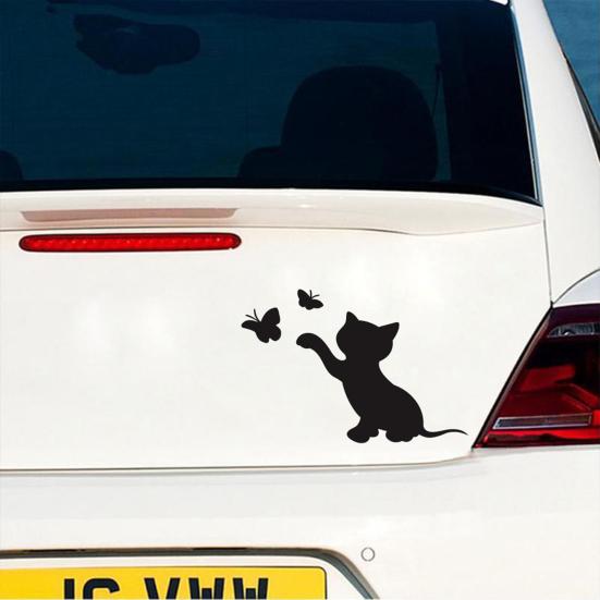 მანქანის აქსესუარები Decal Car Accessoriestoon Design კარგი ვიზუალური ეფექტი წყალგაუმტარი Funny Cat Butterfly Truck მანქანის აქსესუარები სტიკერი