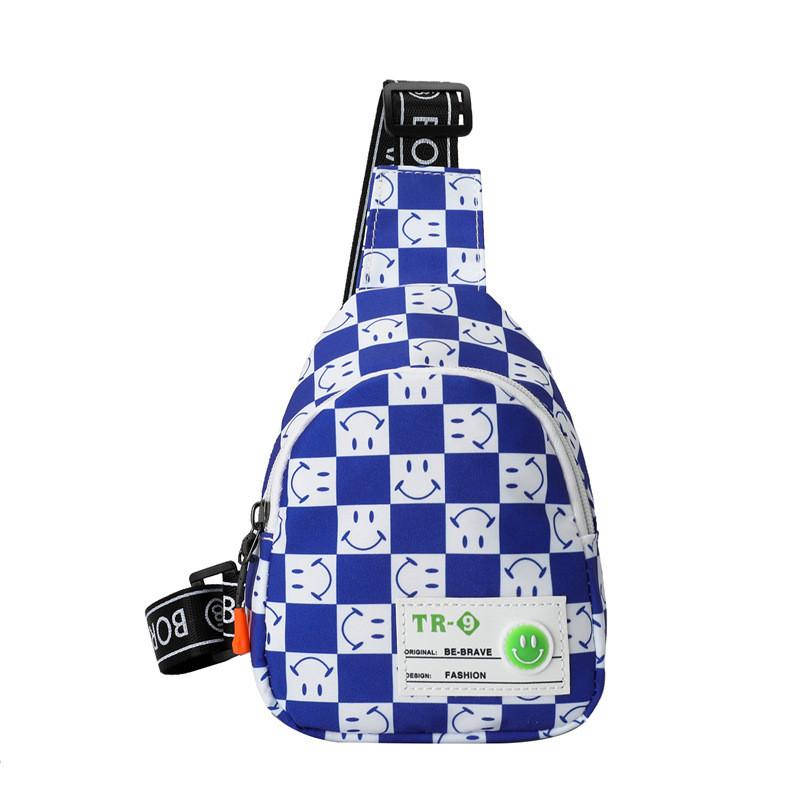 Stylish 2022 Kids Chest Bag For Boys With Trendy Checkerboard And Smile Design In Versatile Colors