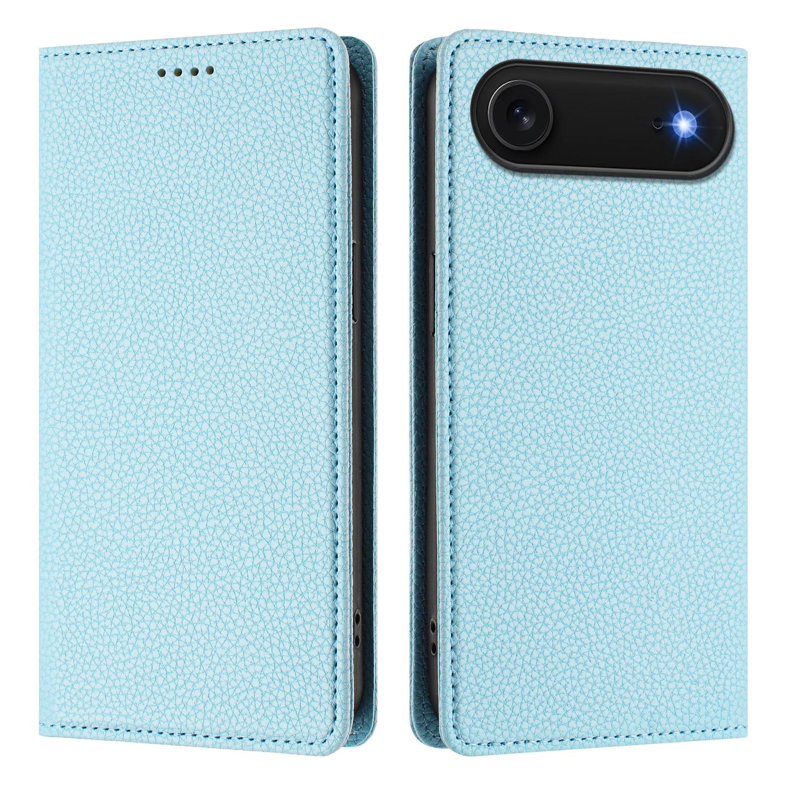 

For iPhone 17 Air Wallet Case RFID Blocking Litchi Texture Leather Mobile Cover Baby Blue