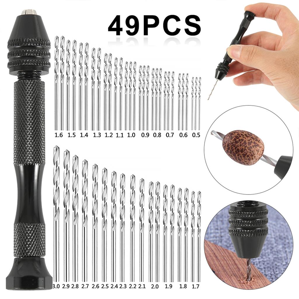 Twist Drill Bit Aluminum Alloy Micro Hand Drill Mini Micro Woodworking Tools Drilling Rotary Tool Manual for Jewelry Craft