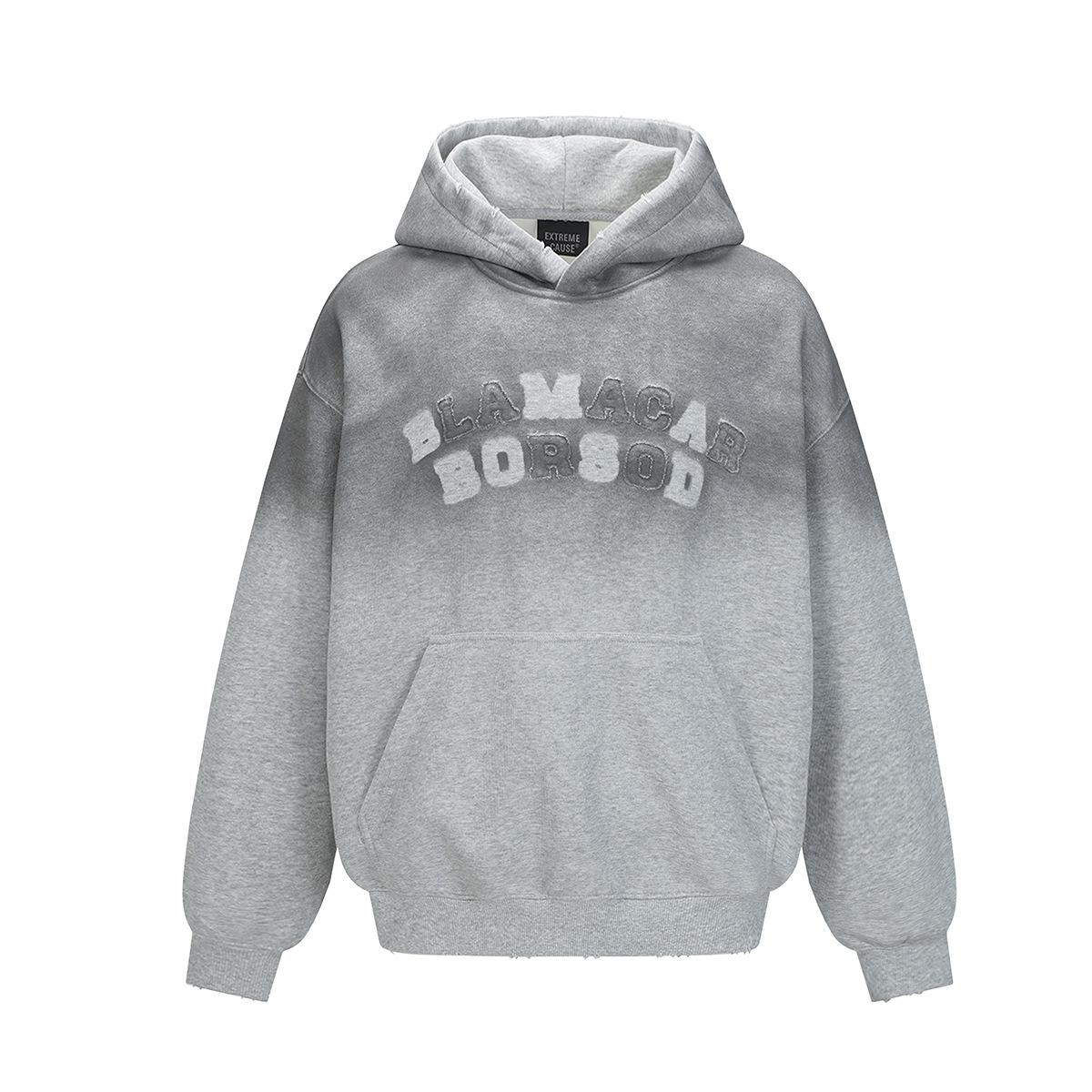 Men s Autumn Wasteland Dirty Dyed Hooded Sweater Patch Embroidery Vintage American Street Hoodie S