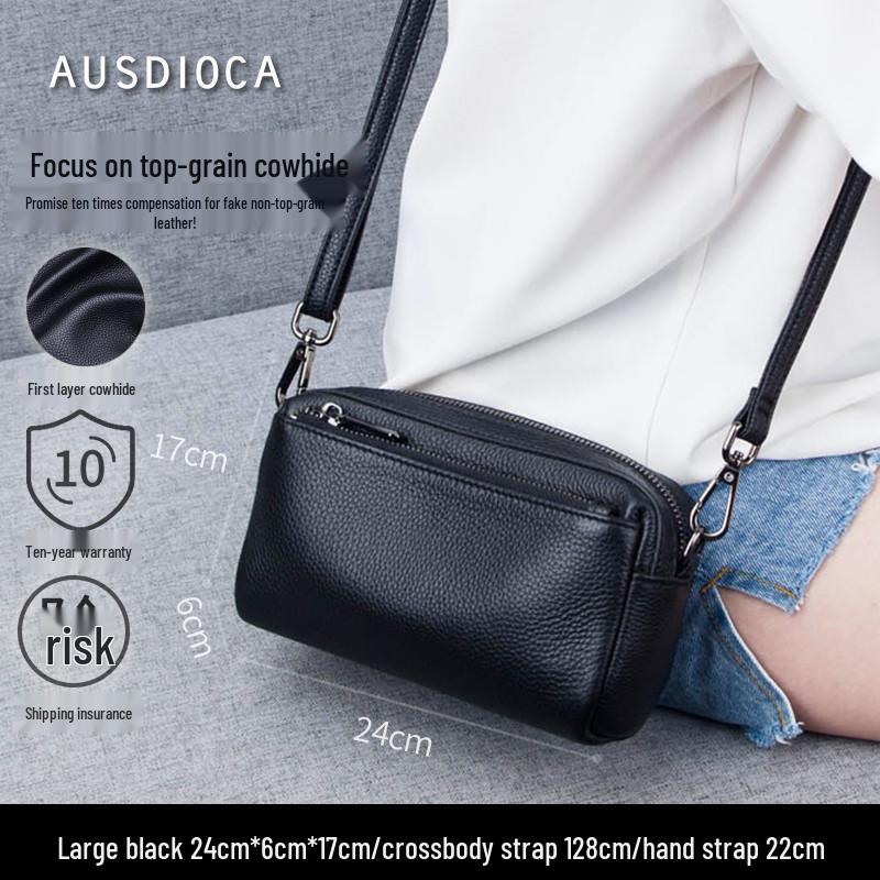 2025 Summer Women's Cowhide Crossbody Phone Bag - Soft Leather, Large Capacity Clutch & Shoulder Bag
