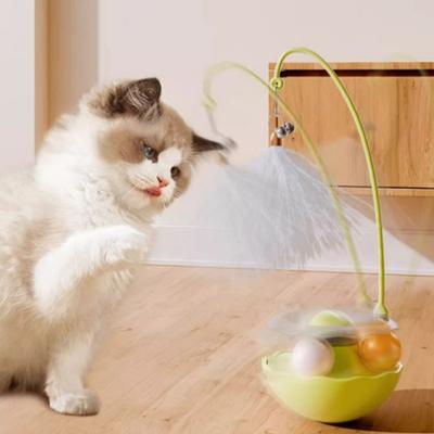 Sallanan Kedi Oyuncağı İnteraktif Kedi Egzersiz Devrilen Oyuncak Toplu Tüy Kedi Oyalayıcı Çubuk 2 Zil ile Kedi Zihinsel Uyarım Kaygı Giderici