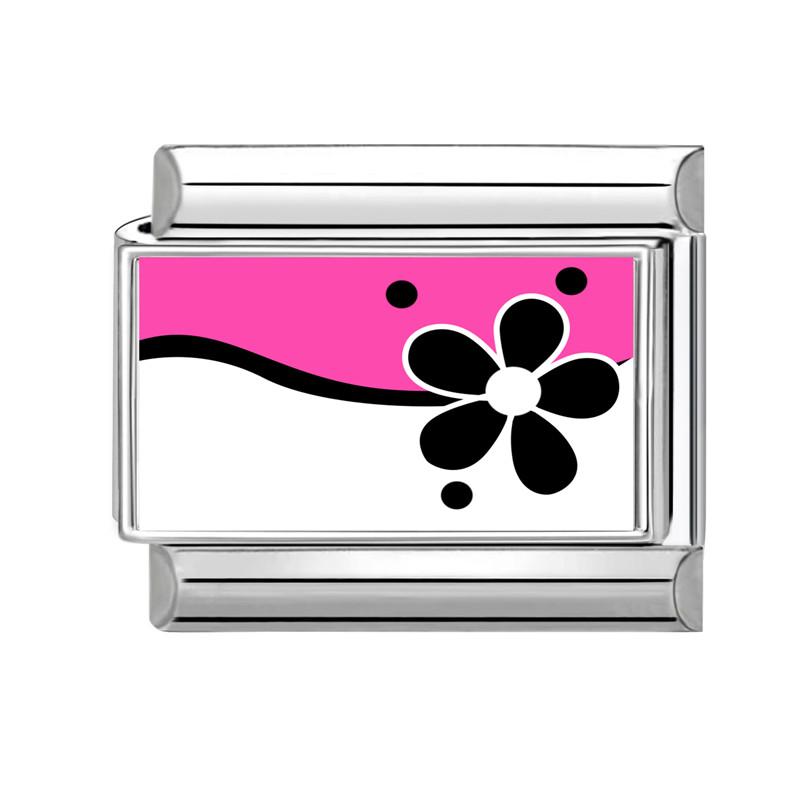 Wholesale Fashion Personalized DIY Pink Color Italian Charm Bracelet Heart Flowers Bead 9mm Bracelet Stainless Steel Jewelry