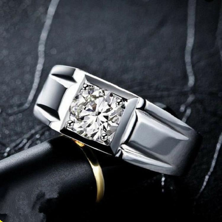 Ring men's domineering open ring micro-set diamond zircon versatile couple ring business wedding men's ring