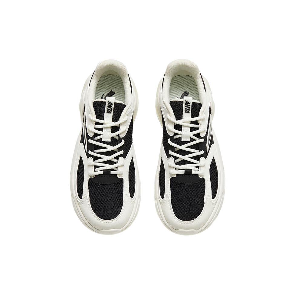 Anta Millennium Abrasion Resistant Low Top Chunky Sneakers Women's Black White 122328892-1
